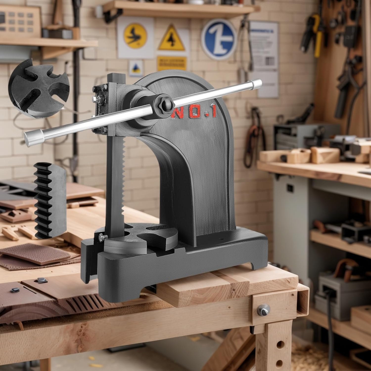 Vohala arbor press in a workshop setting
